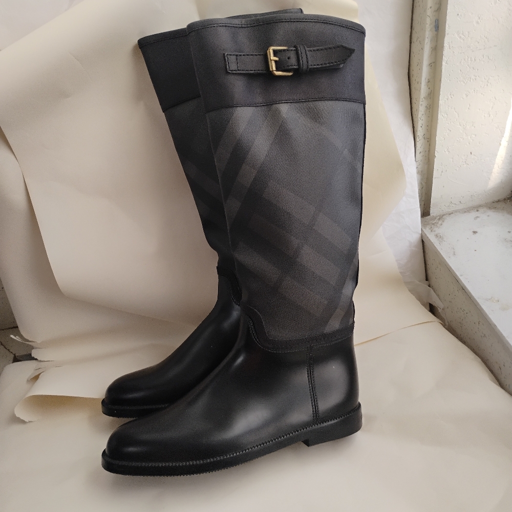 Burberry Wellington leather/ rubber Womens Rain Boots Size 41